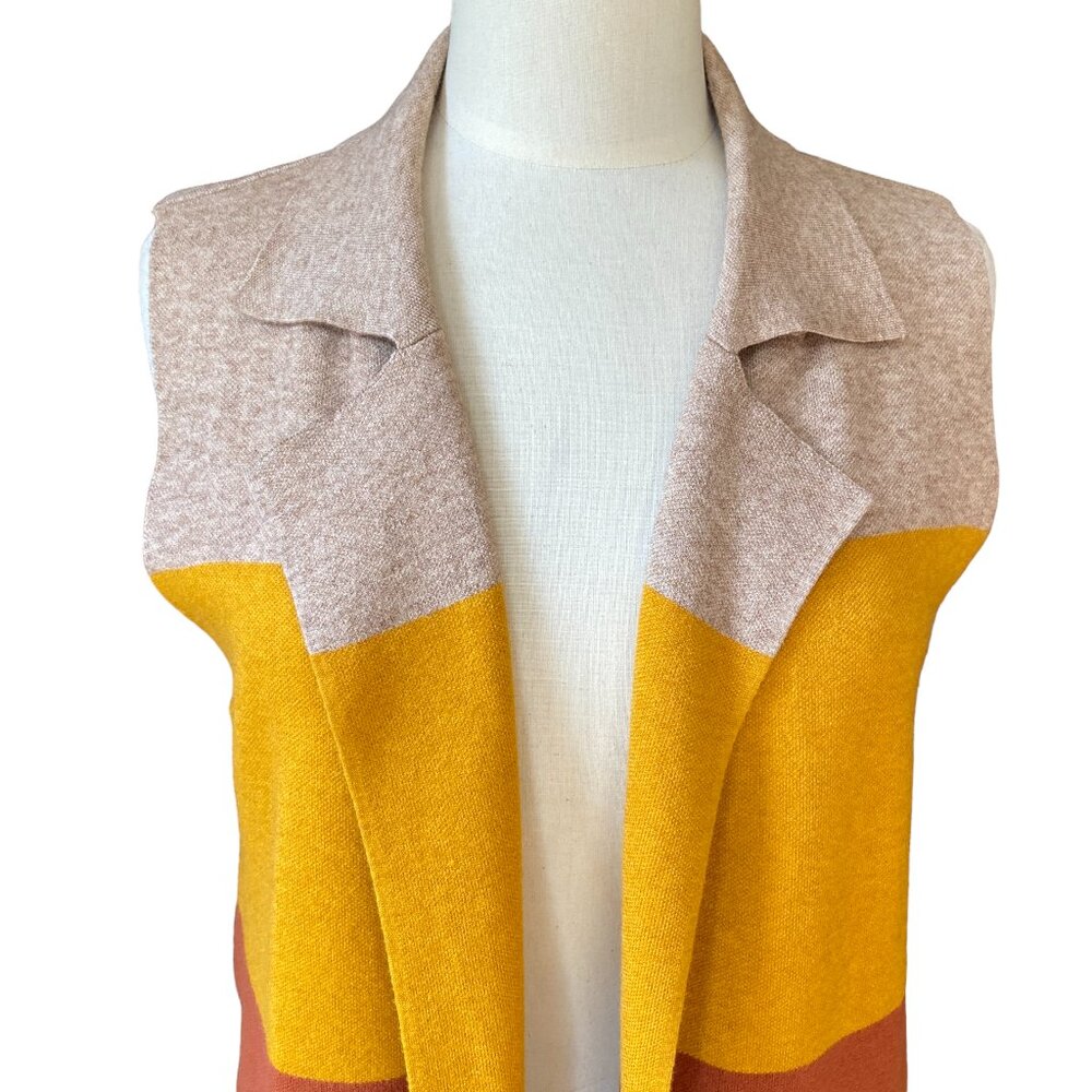 Thml Color Block Longline Knit Open Cardigan Slee… - image 2